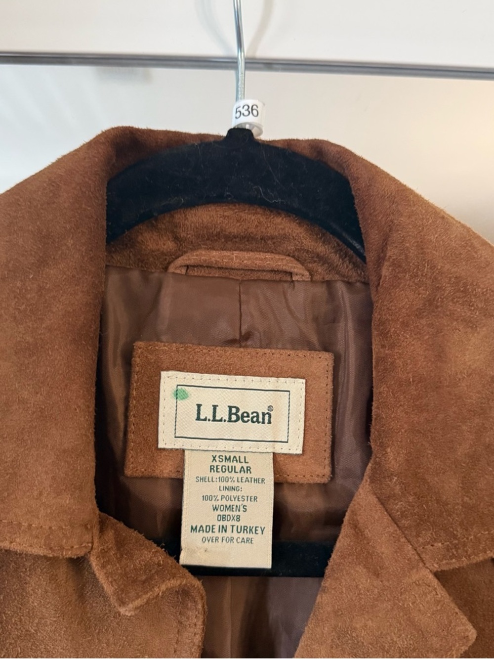 L.L.Bean Brown Suede Leather Jacket Women’s XS Button Front Western Utility Coat - Picture 3 of 5
